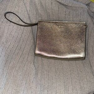 FANCY Sparkle Kate Spade Clutch/ Wristlet- Gold w/Black Trim